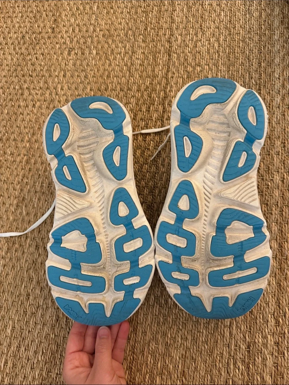 Hoka White Sneakers with Light Blue Accents
